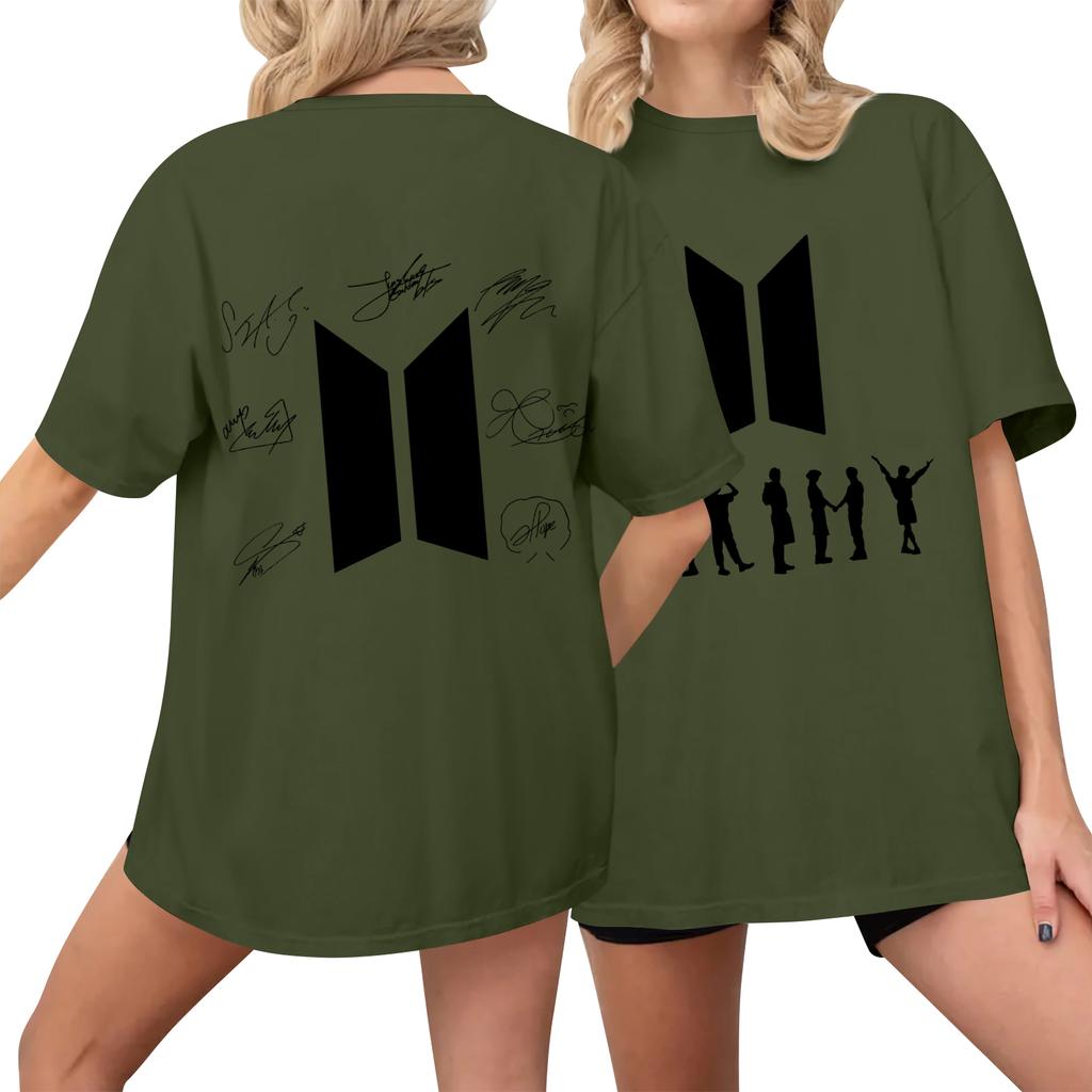 Dámské ležérní tištěné tričko s kulatým výstřihem, svetr s krátkým rukávem