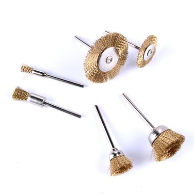 Copper Steel Wire Car Wheels Brush Polishing Kit Full Rotary Tools Cup Shank