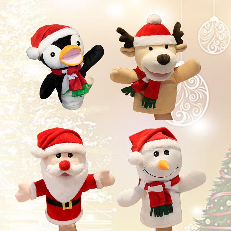 Festive Santa Claus Ventriloquist Puppet Toy Mouth Moving Plush Doll For Kids Christmas Gift