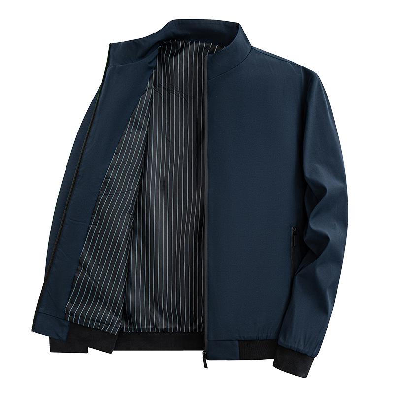 Men's Slim Fit Windproof Jacket - American Business Casual, Stand Collar, Plus Velvet, Warm & Wear-Resistant.