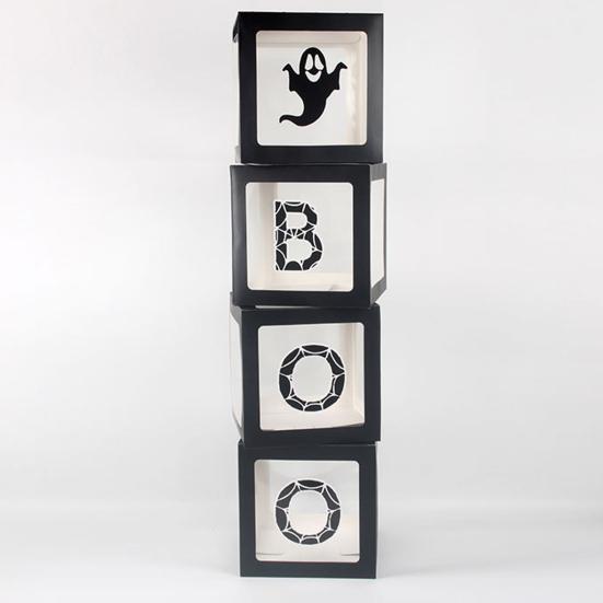 4 Pcs Halloween Balloon Box Transparent Boo Ghost Balloon Box for Halloween Baby Shower Gender Reveal Birthday Party Decor
