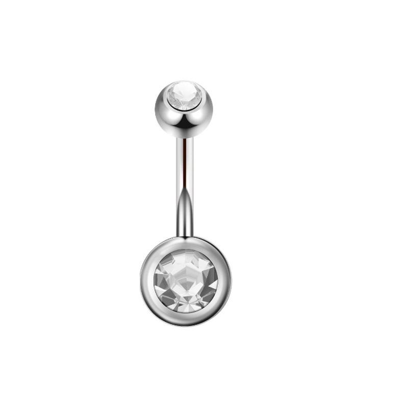 

Stainless Steel Rhinestone Belly Button Ring with Double-Headed Stud