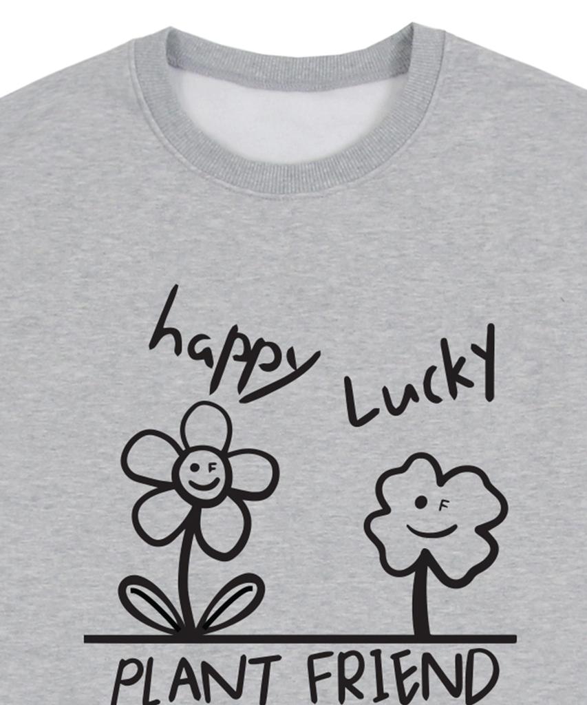 GRAVER [Unisex] Drawing Happy Lucky Smile Sweatshirt_Gray
