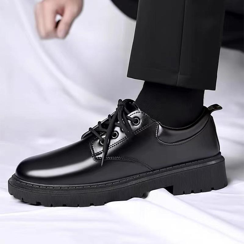 Leather shoes men's shoes versatile thick soles heightening casual business suit Martin boots wide feet trendy shoes