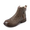 Fashion GKTINOO 2025 Summer Ankle Boots Genuine Leather Shoes Women Mid Heels Sandals Side Zip Boots Cutout Breathable Mujer Zapatos