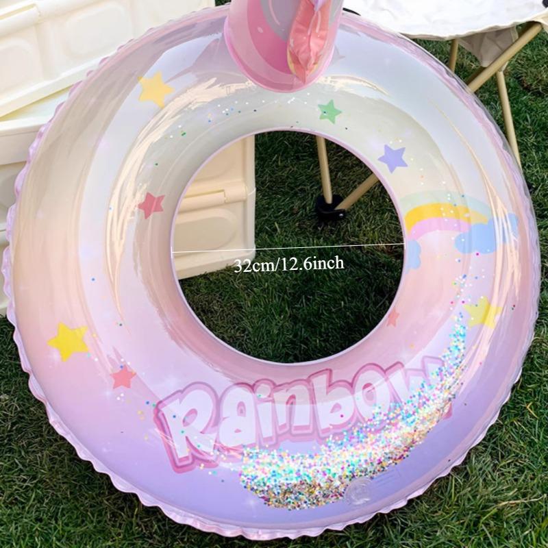 Charming Unicorn Inflatable Swim Ring - Cute Sequin Rainbow Horse Design, Durable PVC Material, Perfect for Summer Pool Parties