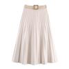 Za Autumn New Women's Clothing Zr European and American Style Fashion Belted Suede Pleated Midi Skirt 3046266
