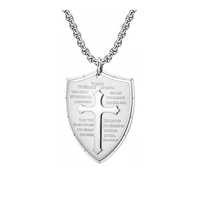 European and American Cross Shield Multi-layer Necklace Men s Pendant Jewelry Women s 60CM
