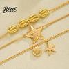 Three Layer Necklace Seashell Starfish Pendant Coastal Style Layered Marine