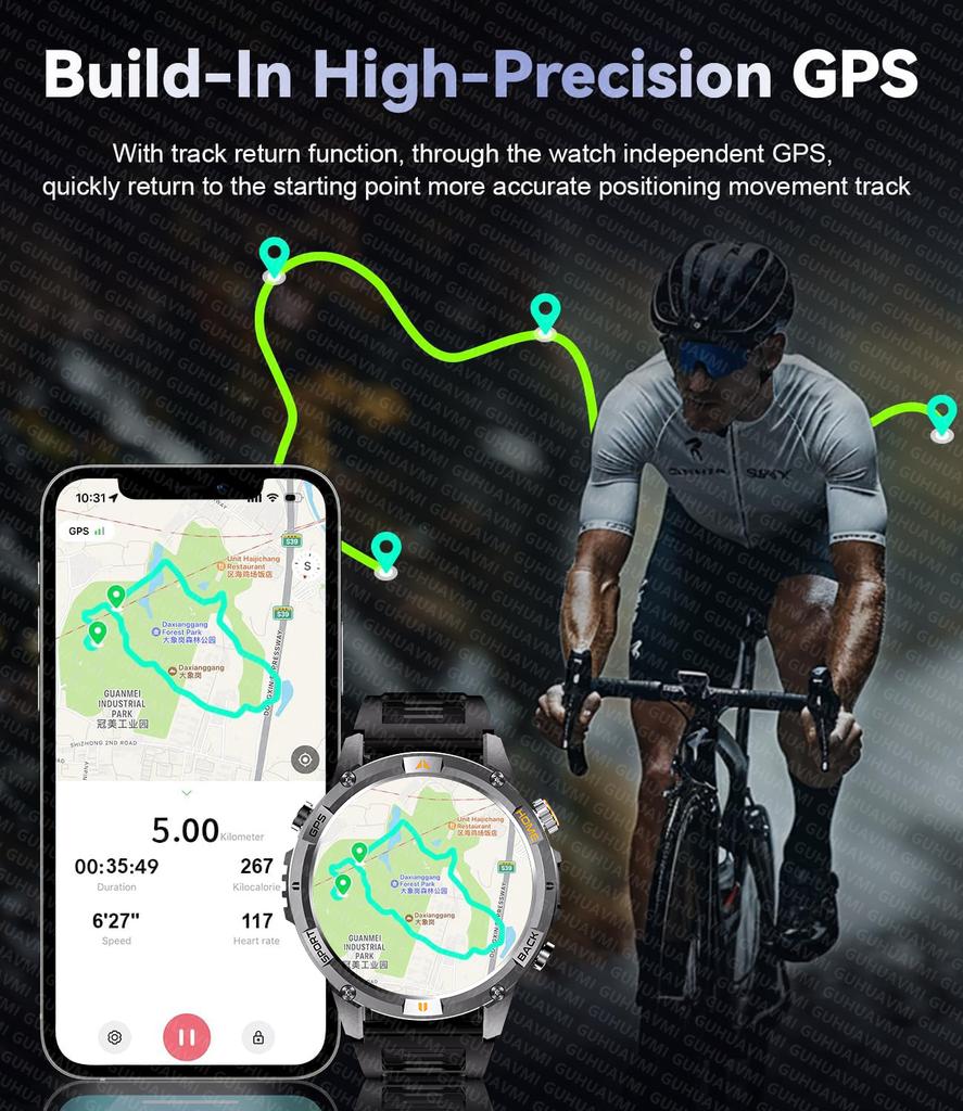 2026 New Adult Outdoor GPS Sport Smart Watch Altimeter Barometer 10ATM Waterproof 580mAh Battery Bluetooth Call Men AMOLED Smartwatch