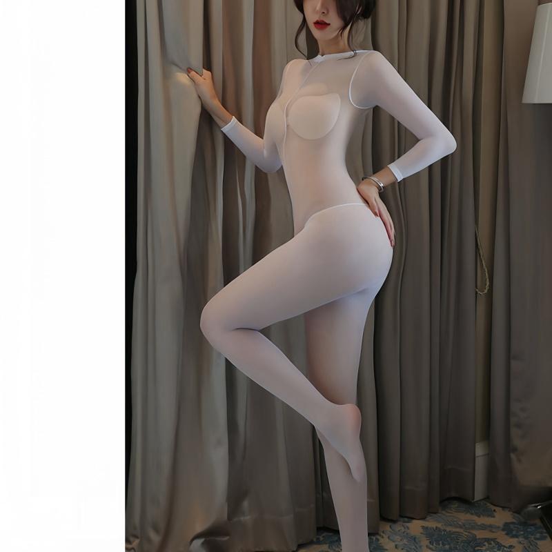 3 Colors Black Bodysuit Open Crotch Teddy Bodystocking Transparent Womens Long Sleeve One-Piece Sexy Lingerie Women Body Underwear Fishnet Costumes