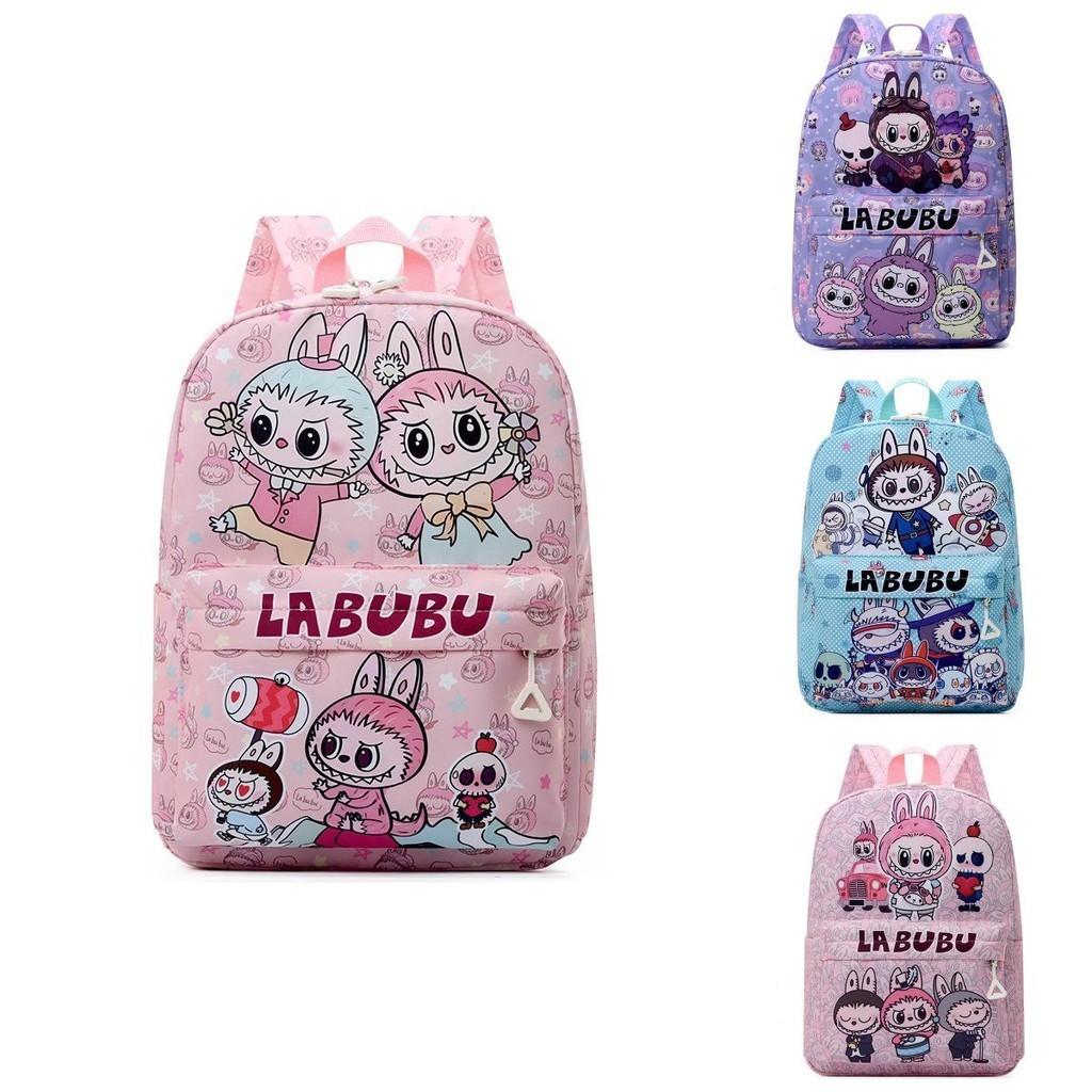 Adorable Cartoon Kids Backpack Labubu Trendy Nylon Preschool Bag For Boys Girls