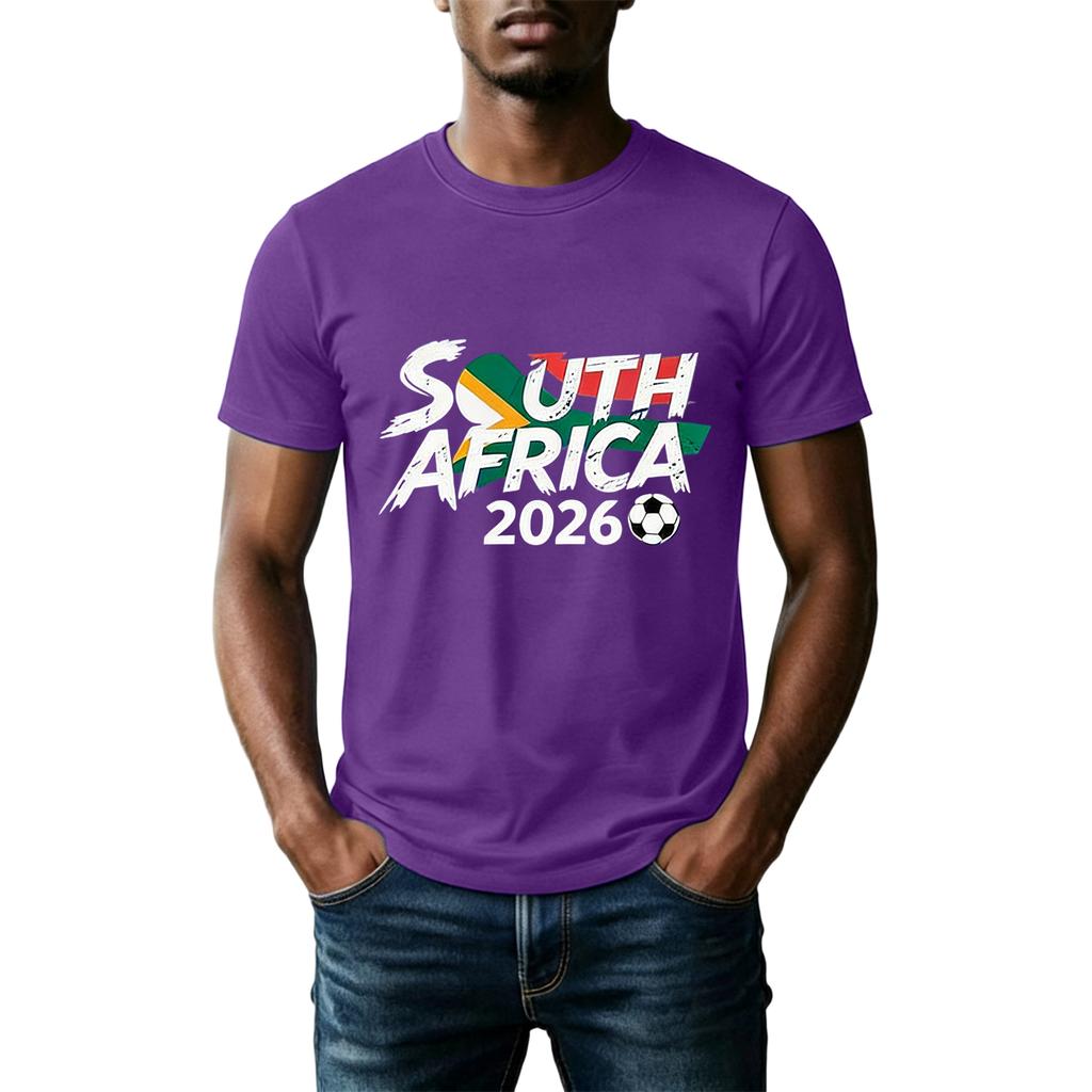 Unisex Voetbal Fan Shirt Zuid-Afrika 2026 Support Shirt Casual Top met Korte Mouwen voor Voetbal Evenementen en Sportactiviteiten