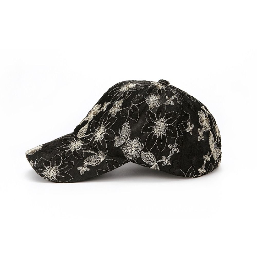 Adjustable Floral Lace Baseball Cap Hollow Outdoor Sun Hat Elegant Mesh Baseball Hat  For Women