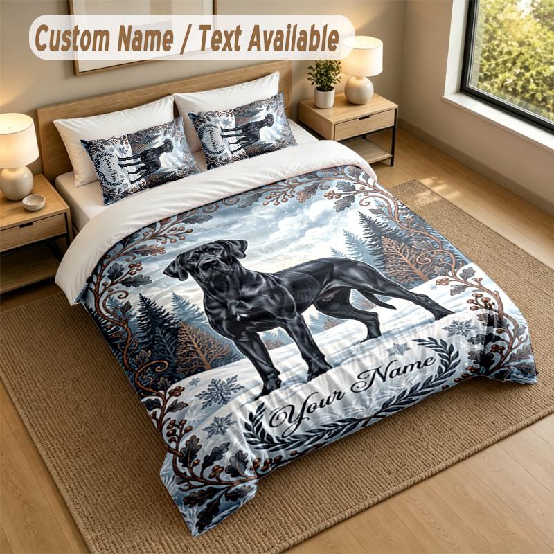 Dog Theme Personalized 3Pcs Bedding Set Custom Text & Name 1 Sheet 2 Pillowcases Household Bedding 1pc