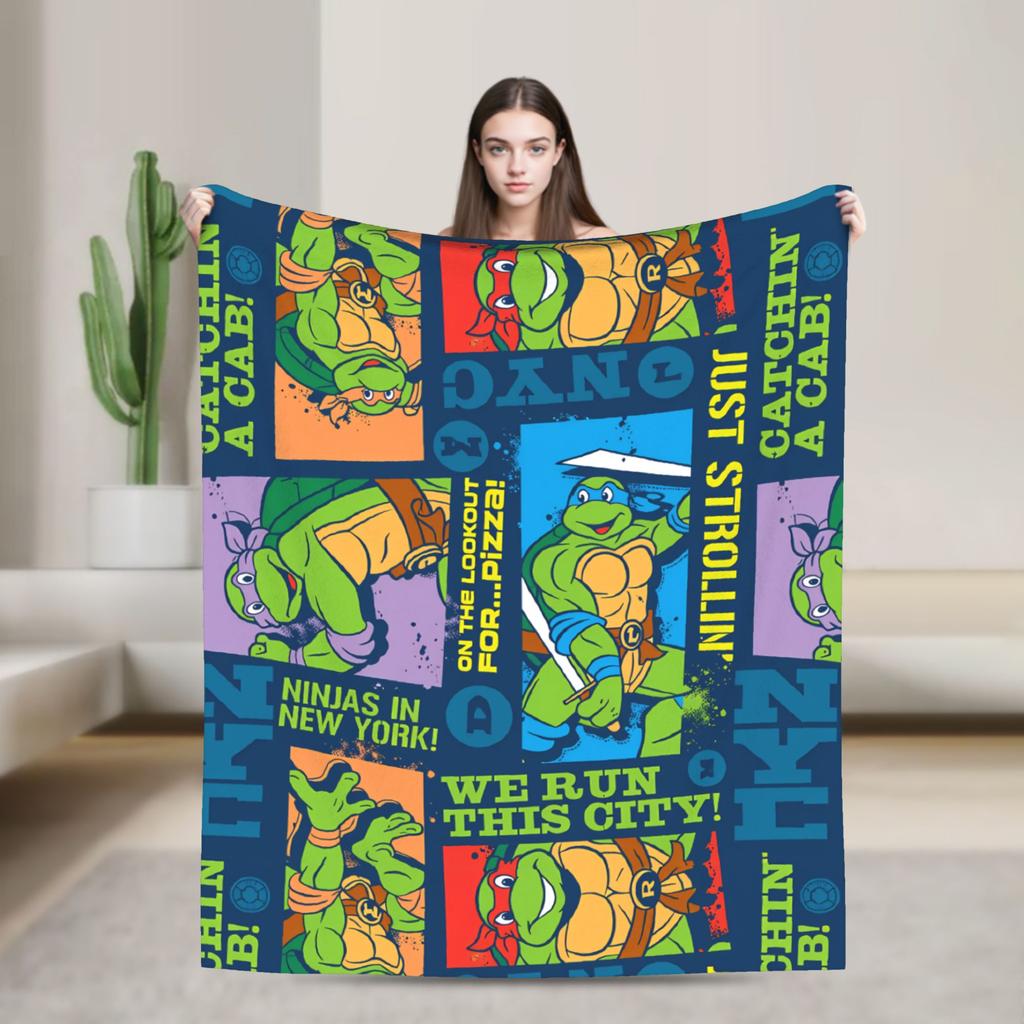Comic Warm Soft Blankets T-Tmnts Character Decorative Plush Bedding Throws Funny Home Decor Flannel Bedspread Sofa Bed Cover