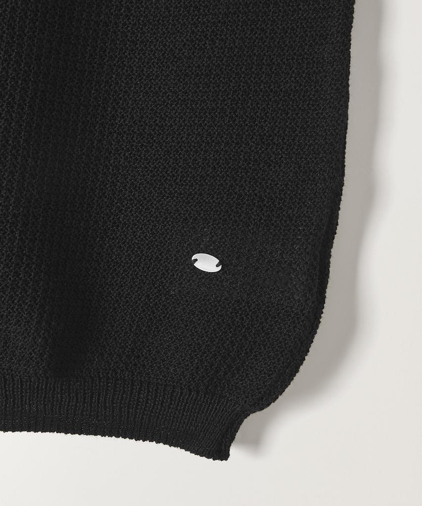 Tudument Puff Sleeve Round Neck Knit Top Black