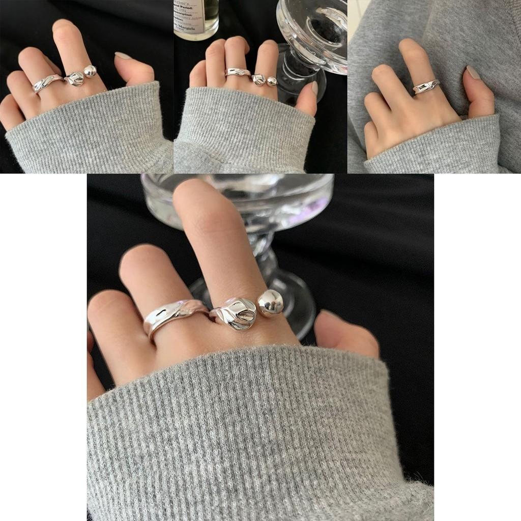 Atemberaubender 925 Sterling Silber Ring mit unregelmäßigem geometrischem Design für Frauen, modisches Statement-Stück