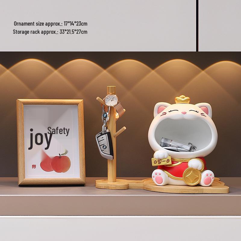 Fortune Cat Luxury Desktop Ornament & Key Holder for New Home/ Living Room Decor Gift