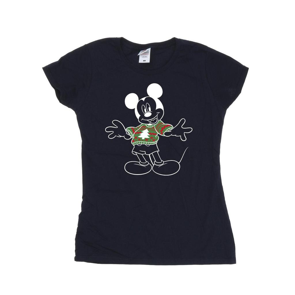 Disney Womens/Ladies Mickey Mouse Xmas Jumper Cotton T-Shirt