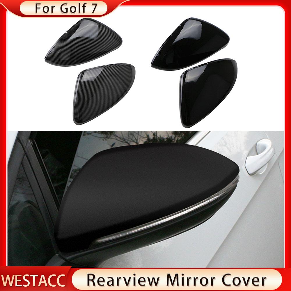 2Pcs Car Rearview Mirror Cover for Volkswagen VW Golf7 Golf 7 MK7 MK7.5 2012 -  Rear View Mirror Covers Sticker
