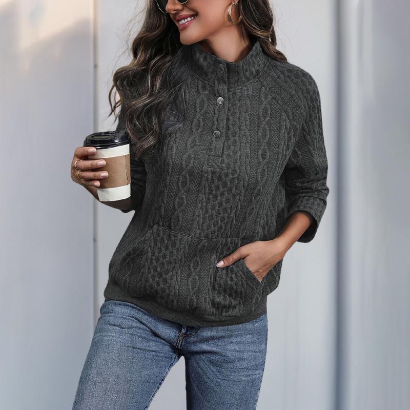 2026 Autumn/Winter Elegant Textured Long-Sleeve Solid Color Hoodie
