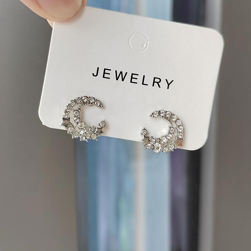 

Серьги-гвоздики в стиле корейского дизайна Sense Stars Moon, женские серьги в стиле Ins, супер фея, полные бриллиантовые серьги 925 пробы