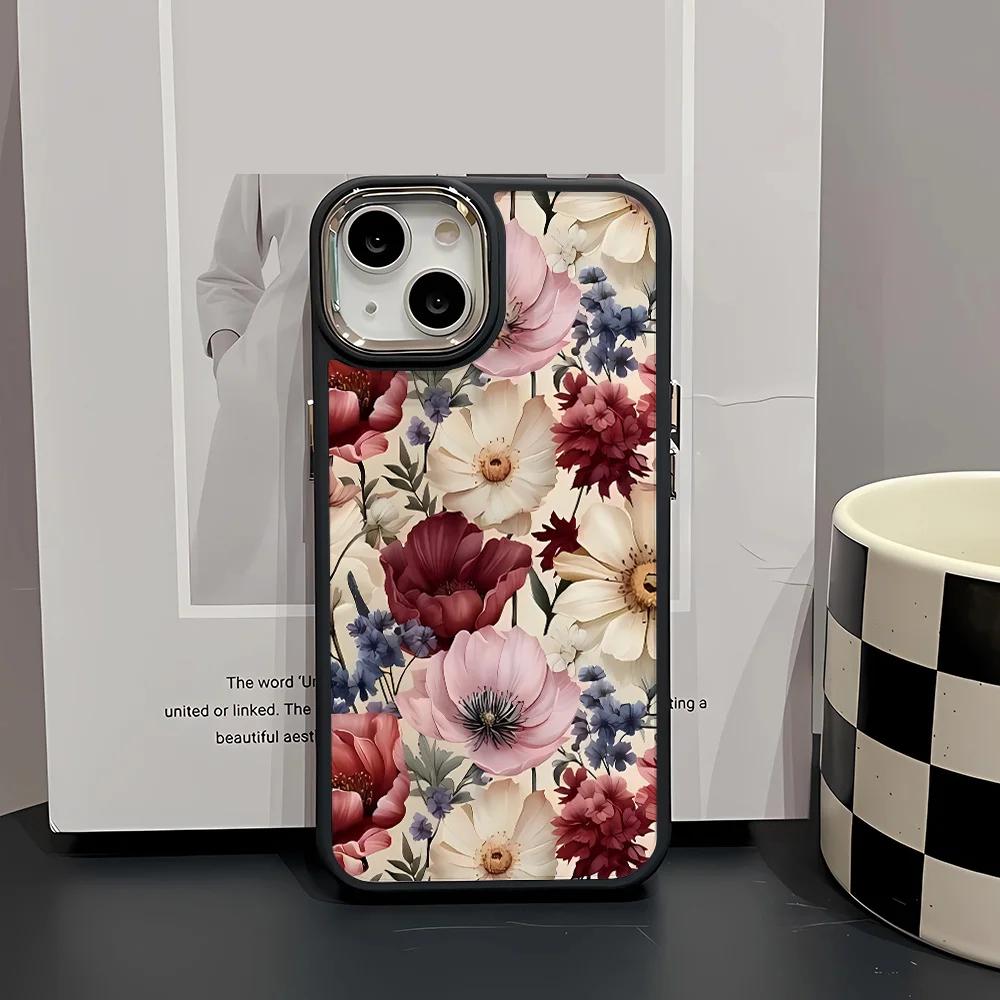 INS Fashion Advanced Flowers For iPhone 16 15 14 11 12 13 ProMax XS XR 8 7 Plus Case Cover 16 Pro Max Case