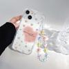 Clear Floral Leaf Chain Strap 3D Wave Case For IPhone 17 16 15 14 13 12 11 Pro Max 17 Pro 17 Air 16e 16 Plus 13 Mini Soft Cover