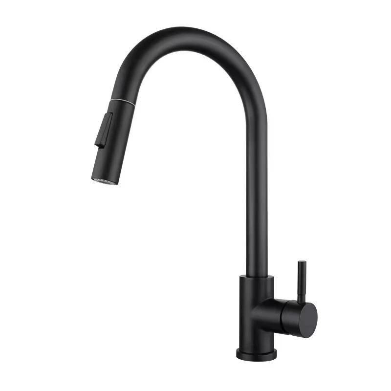 Rotatable Kitchen Faucet: Hot/Cold, 304 Stainless Steel, Pull-Out Retractable