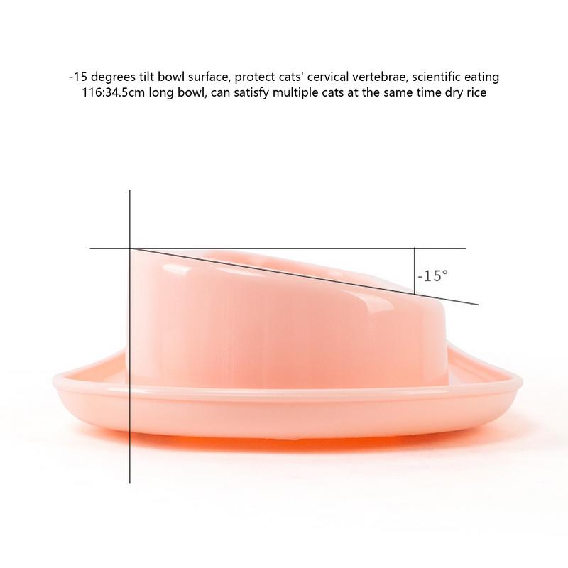 Cat Dog Food Water Bowls 15 Degree Tilted Single Dish Long Pet Feeding Bowl for Kitten Puppy Safe Plastic Material Easy To Clean