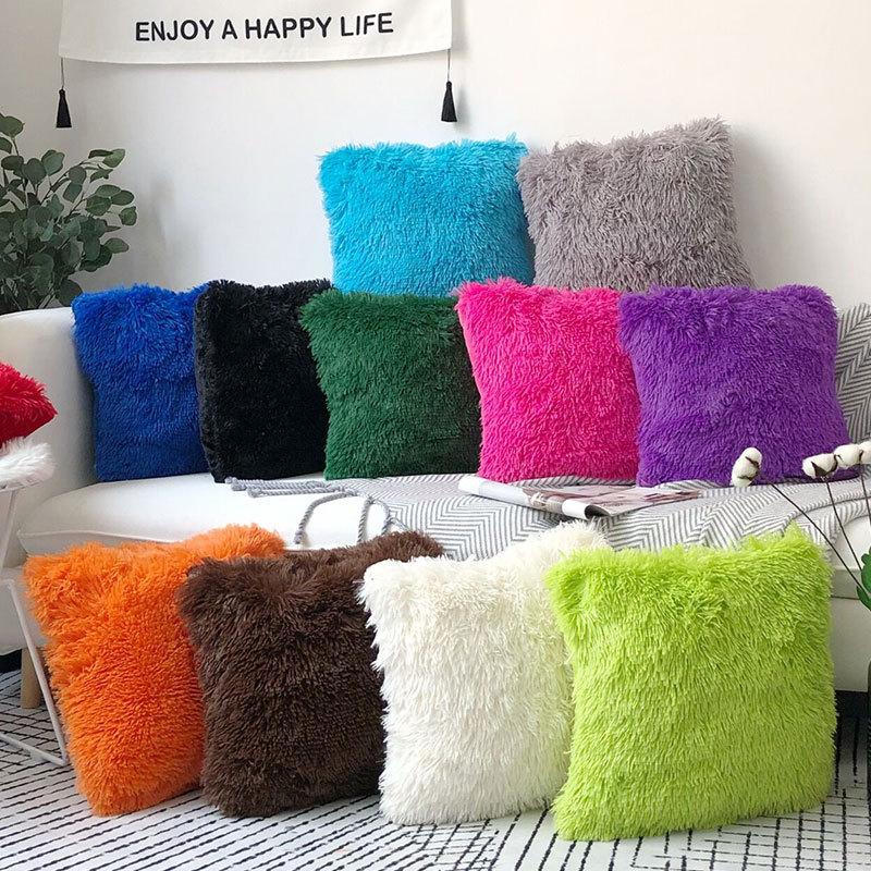 Nordic Plush Pillow Cover Modern Simple Crystal Plush Soft Comfortable Solid Color Cushion Cover Cushion Cover