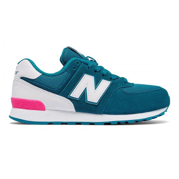 New Balance NB 574 'High Visibility' Low Top Running Shoes White Blue Teenagers KL574CJG