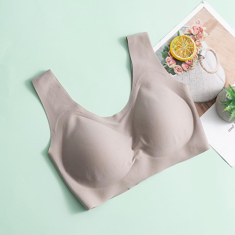 One-piece seamless silk rimless bra smooth thin mulberry silk underwear removable high elastic breathable M
