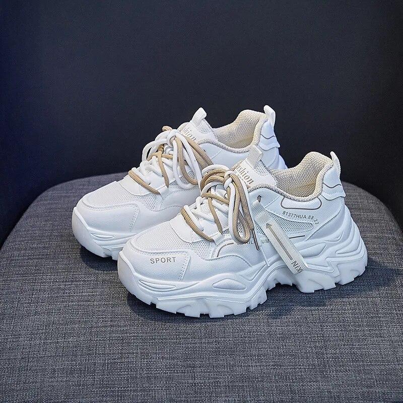 

Обувь Осенние повседневные кроссовки с дышащей сеткой, модные спортивные кроссовки на платформе, уличные кроссовки, Zapatillas Mujer 35