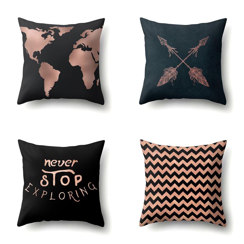 Polyester Pillow Case Automobile Decoration Home Printed Pillow Case Waist Cushion Cover Car Cushion Head Cushion Cover