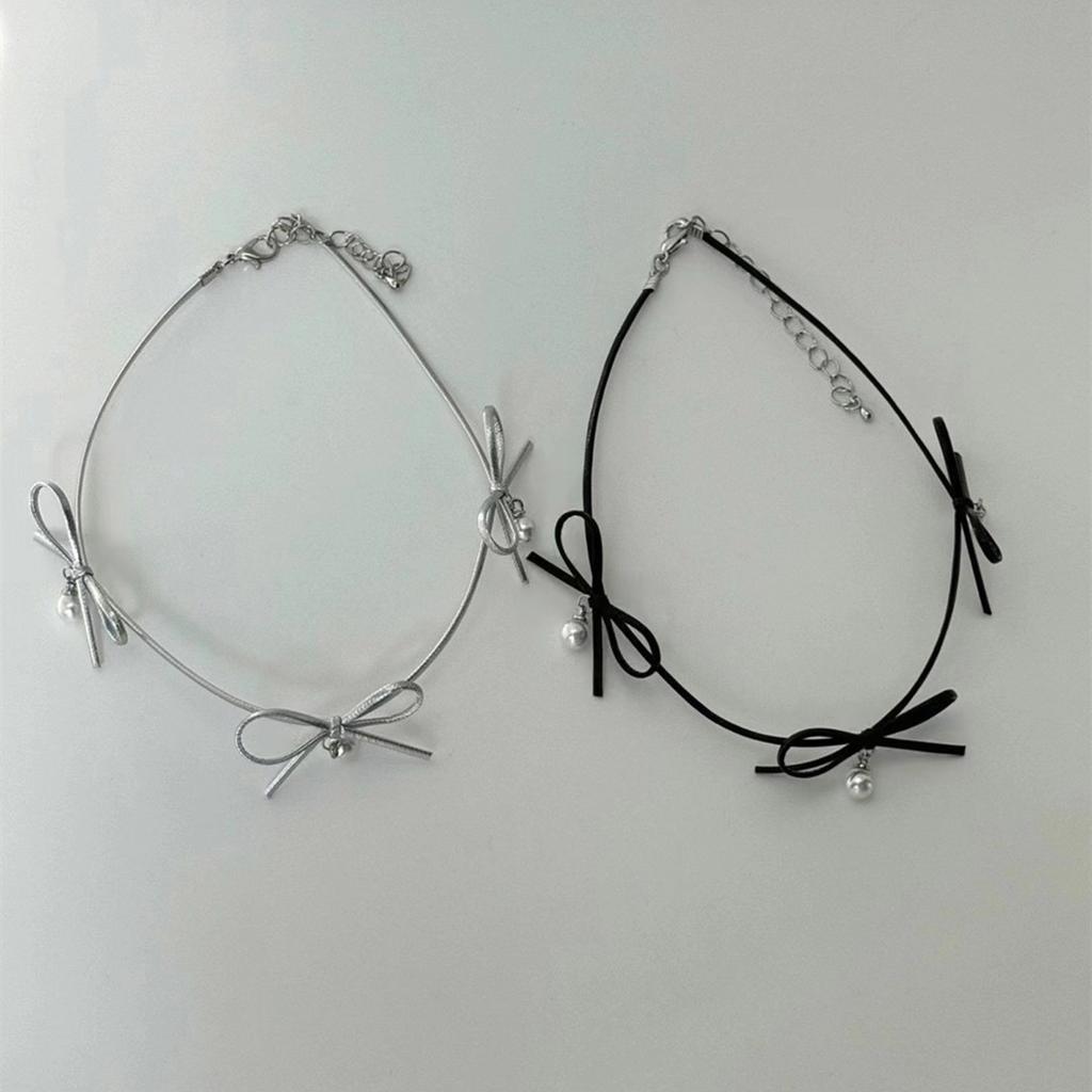 Butterfly Pearl Pendant Necklace Minimalists Bow Neckchain for Women Girls Metal Collarbone Chain Stylish Accessory