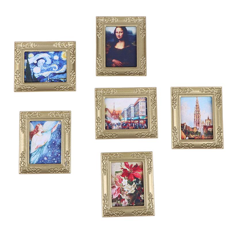 1:12 Dollhouse Miniature Frame Oil Painting Diy Doll House Accessories Decor