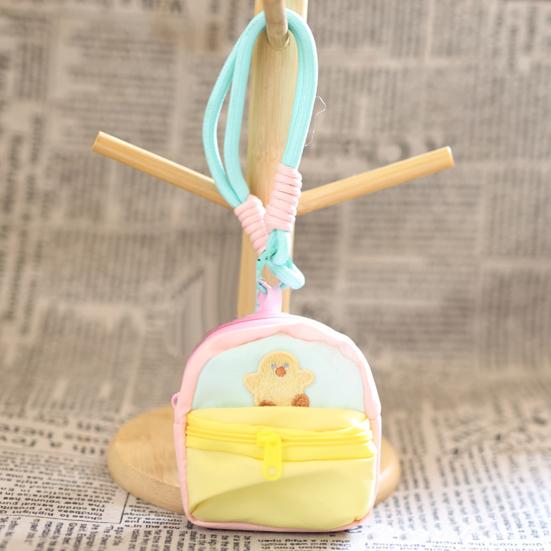 Small Coin Purse for Girls Purse, Macaron Style Mini Backpack Pendant with Lanyard, Lightweight Durable Fabric Pouch Double Zippered Compartments
