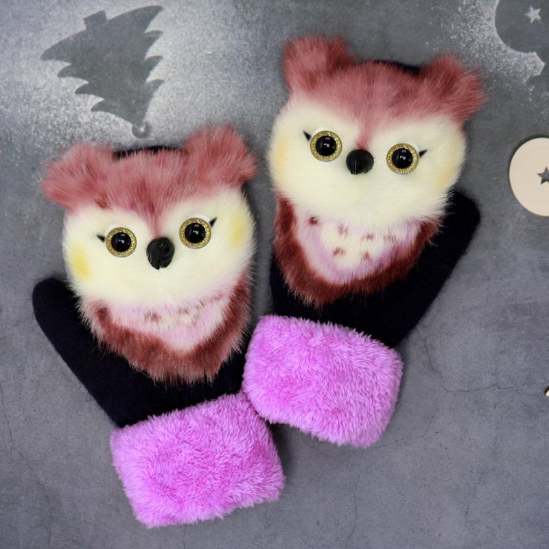 Meier Kids' Winter Plush Gloves - Warm Cartoon Animal Mittens