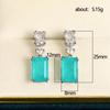Cao Shi Geometric Square Zircon & Paraiba Sapphire Earrings