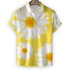 Nuova Camicia con Fiori di Margherita da Uomo Stampa 3D Manica Corta Maglietta Top Moda Estiva Harajuku Camicie Bottoni Street Camicetta con Collo a Revers