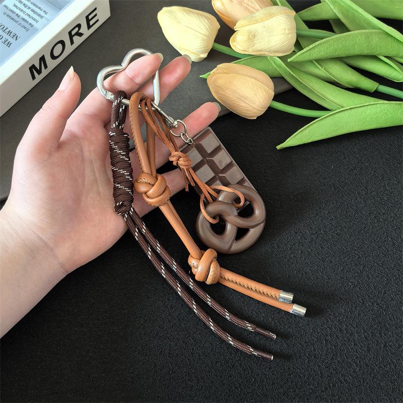 Cross-Border MIU Series: Alkali Water Bread Bag Pendant - Bagel Chocolate Climbing Rope Keychain Decor