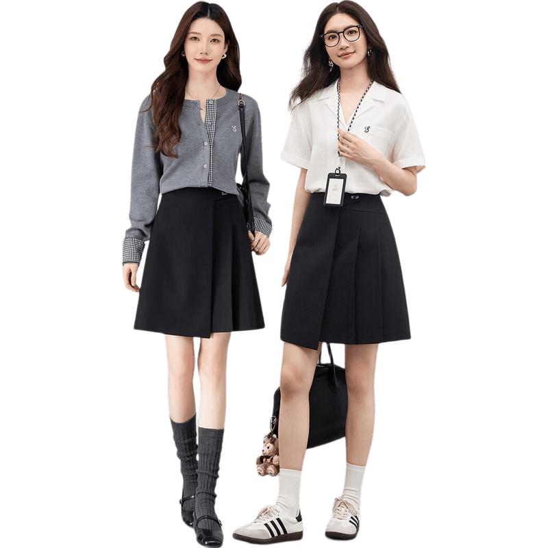 Shangdu Bila Women's Winter Linen Blend High-Waist A-Line Skirt