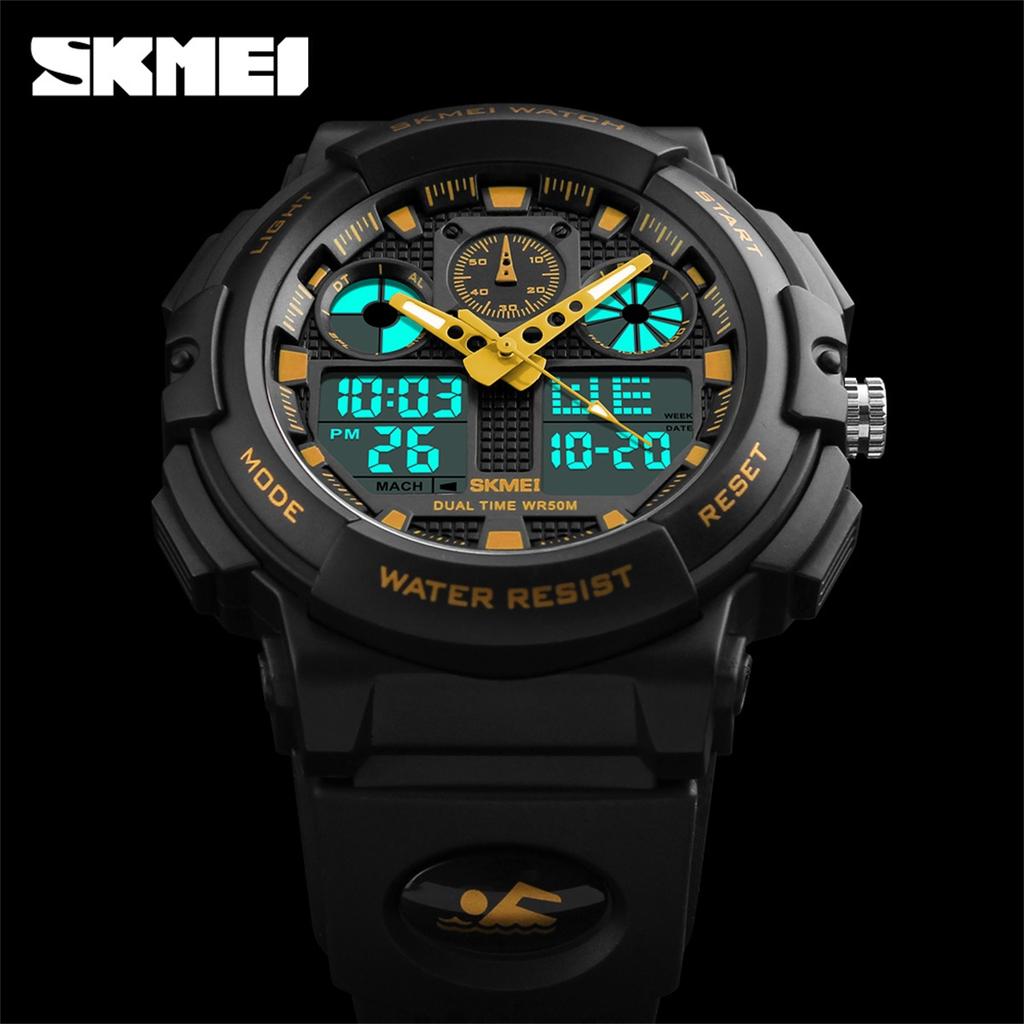 SKMEI Mode Grote Wijzerplaat Polshorloge Dubbele Tijdweergave Digitale Elektronische Horloges Voor Mannen Vrouwen Chrono Alarm Horloge reloj hombre