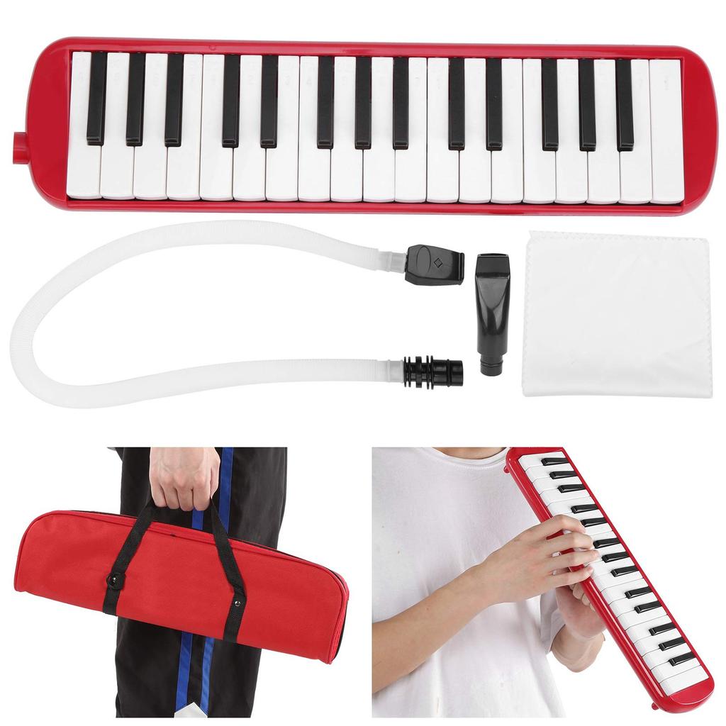 Beginner's 32-Key Melodica, Comfortable for Music Education, Safe and Non-Toxic, Suitable for Elementary and Kindergarten Students (Red)