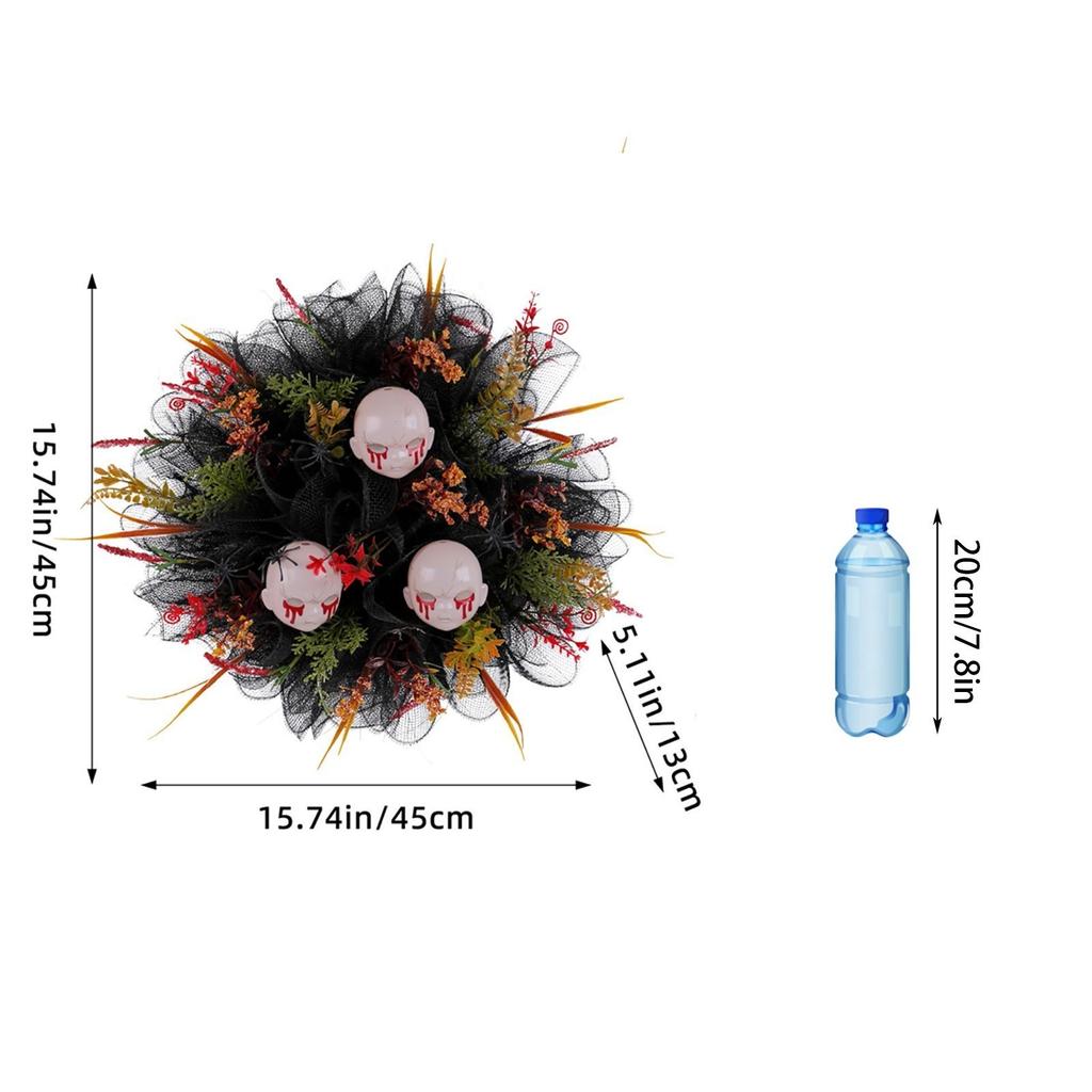 Halloween Skeleton Wreath Decoration Mesh Rose Head