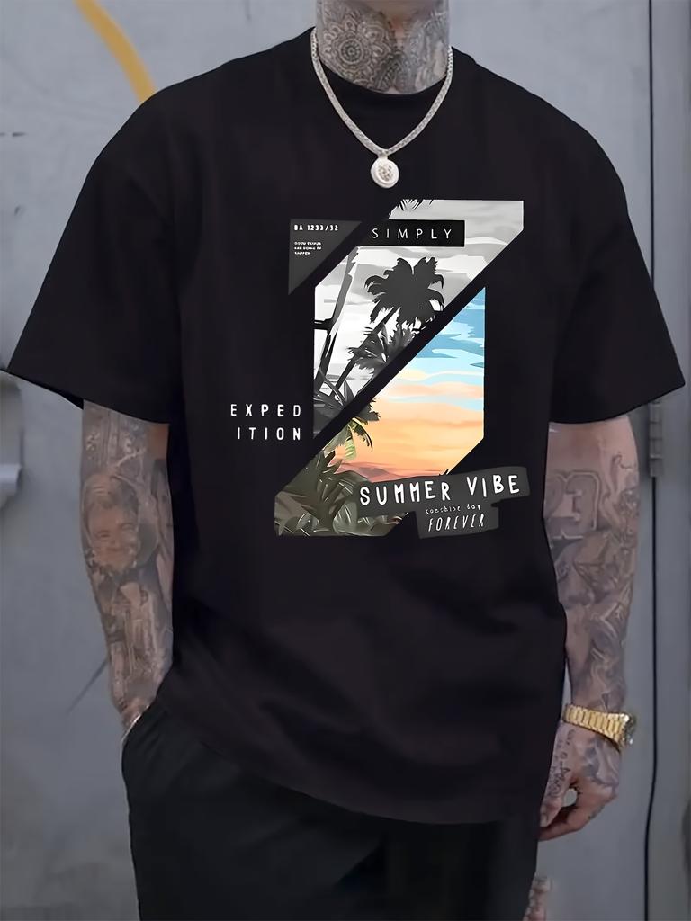 Casual Summer T-shirt with "Simply Expedition" Print - Short Sleeve