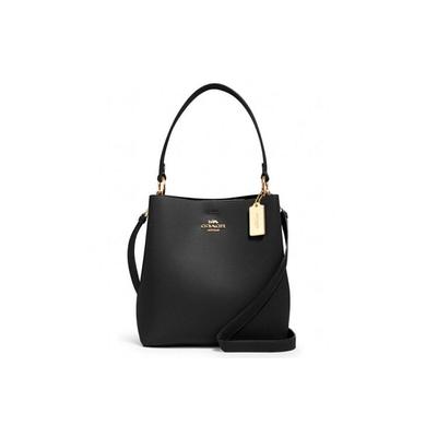Coach Pueblo 26 Logo Dorado Correa de Hombro Desmontable Bolso Cubo de Cuero Sólido Granulado Bolso Cruzado de Hombro Mediano Bolsos para Mujer Negro 91122-IMLON