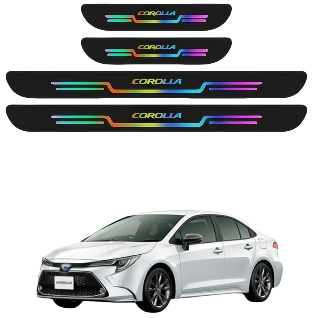 

Накладка на порог Corolla, защита от царапин, наклейка для всех моделей, детали интерьера, новейший дизайн, глянцевая зеркальная наклейка, аксессуары для интерьера, сильный клей